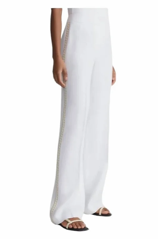 Factory Direct Sale Crochet Outseam Linen Pants In White