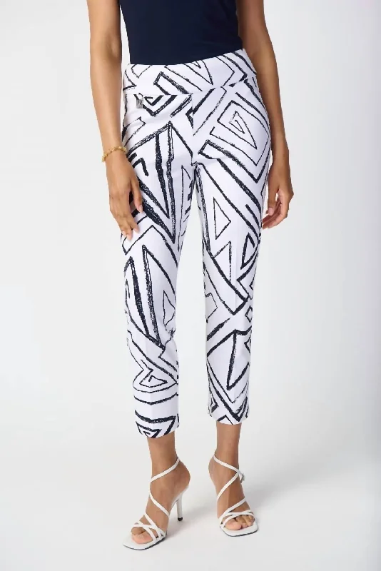 Loyalty Reward Geometric Print Silky Pull-On Pant In Vanilla/midnight