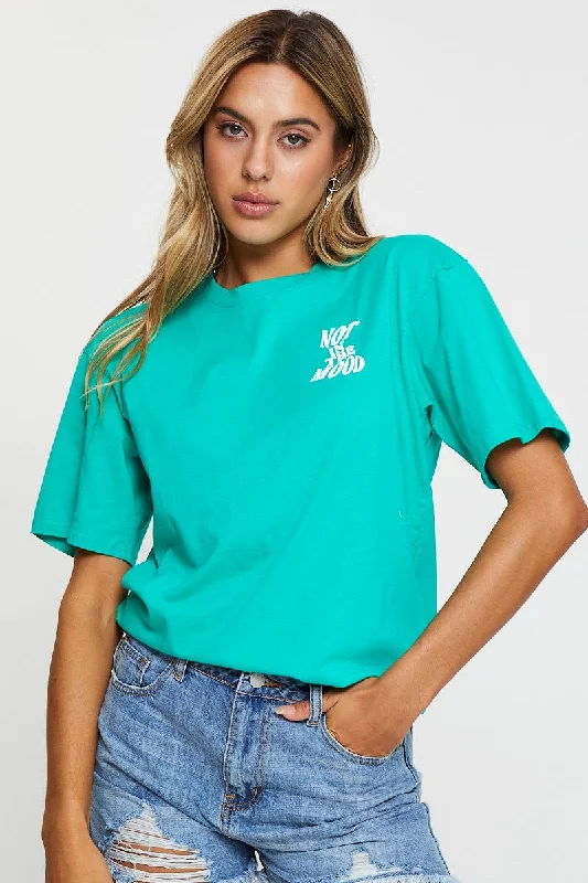 Special Savings Green Graphic T Shirt Short Sleeve