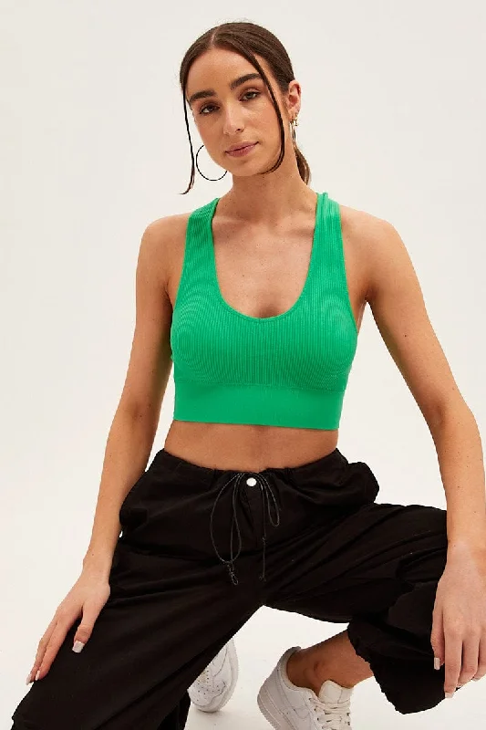 Final Sale Green Seamless Crop Top Bralette