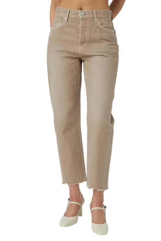 Savings Galore Herminie Wide Cropped Straight Jean In Light Brown