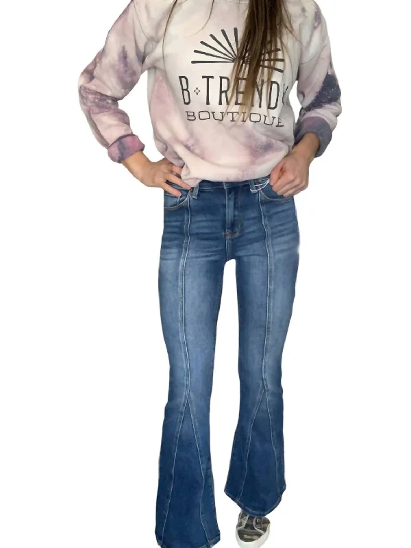 Online Specials High Rise Front Seam Detailed Flare Jeans In Dark
