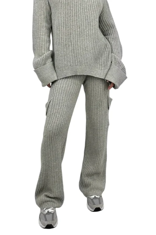 Crazy Savings Knit Cargo Pants In Grey
