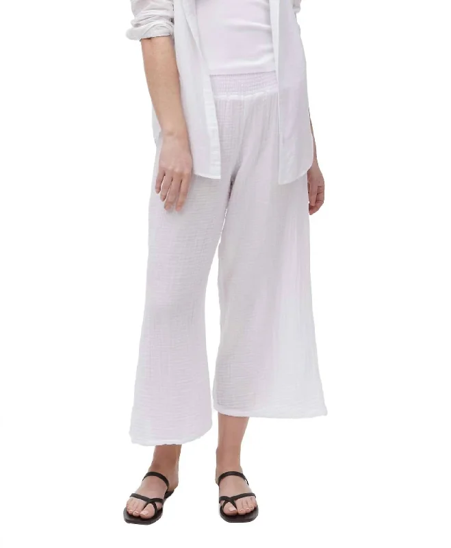 Time-Limited Offer Medina Cropped Gauze Pant In White