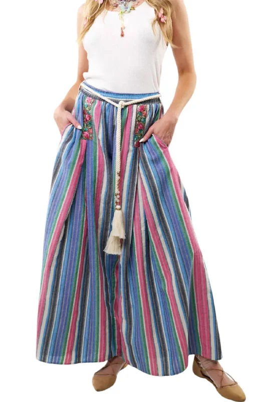 Best Bargains Miss June Pants In Blue/white Stripes