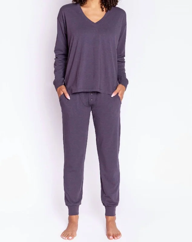 Discount Mania Molly Modal Jam Pants In Violet