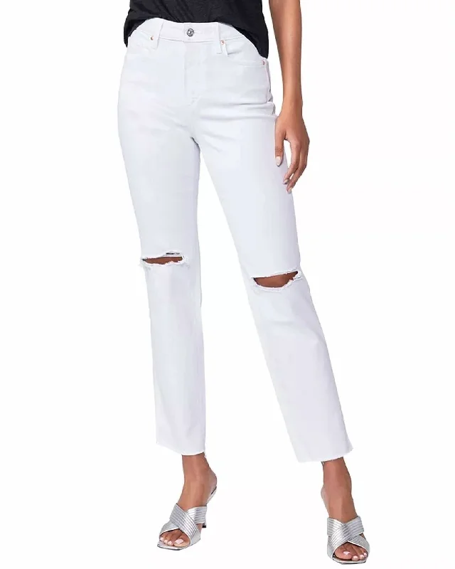 Early Access Noella High Rise Relaxed Straight Leg Jean In Soft Ecru Destructed