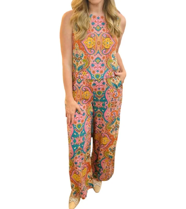Exclusive Offers Paisley Print Wide Leg Pants In Coral