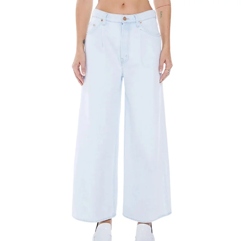 Year-End Clearance Pleated Double Dip Puddle Jean In Blue Slushie