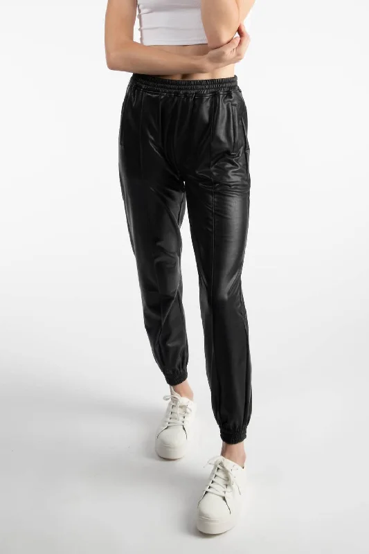 Price Break Pleather Jogger In Black