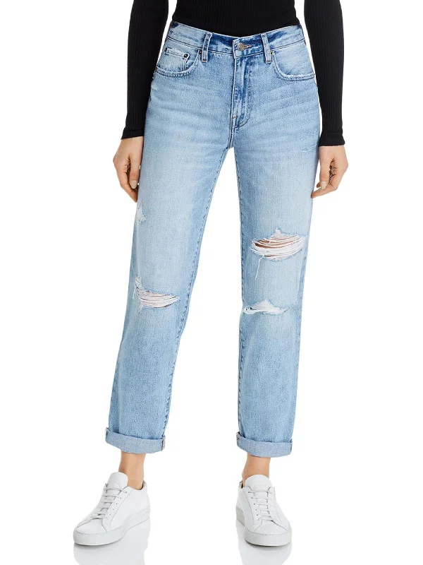 Markdown Madness Presley Womens Denim Light Wash Boyfriend Jeans