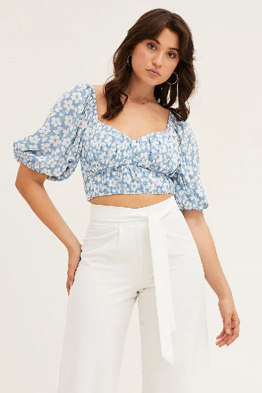 Don't Wait Print Crop Top Short Sleeve Sweetheart