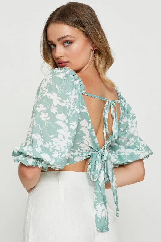 Online Only Print Crop Top Short Sleeve