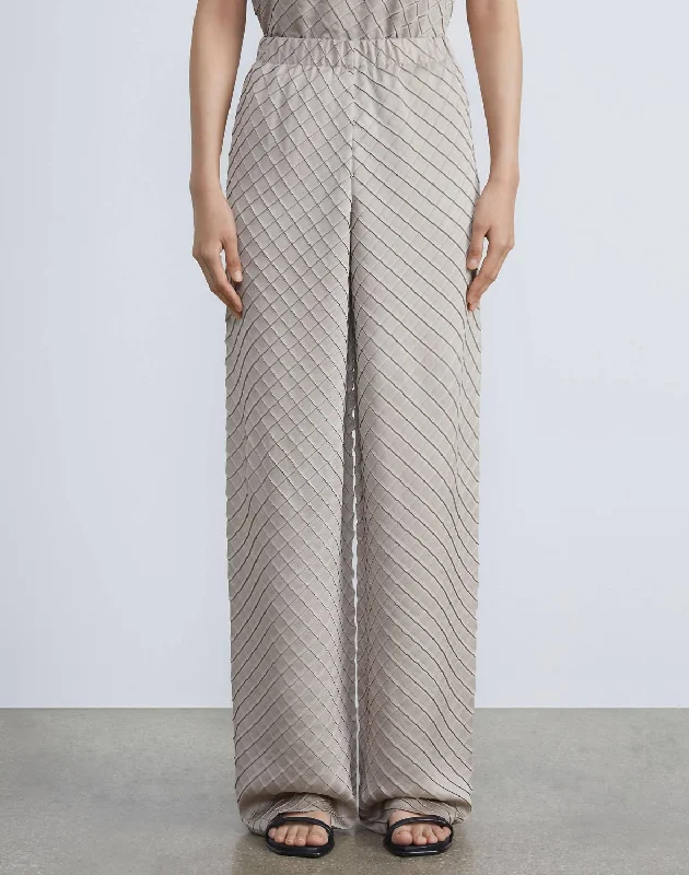 Low Prices Regenerated Poly Satin Diamond Pleat Riverside Pant In Sandstone
