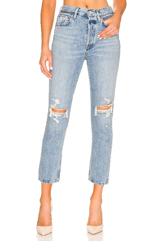 Mega Sale Riley High Rise Straight Crop Jean In Blitz (Med Indigo)