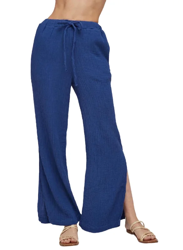 Holiday Sale Side Slit Wide Leg Pant In Bright Night