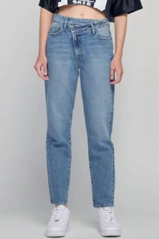 Overstock Sale Tracey High Rise Straight Repair Waistband Jean In Medium Dark