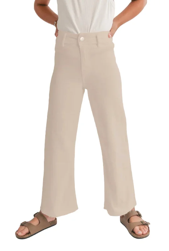 Deal of the Day Tween Clear Eyes Wide Leg Denim Pants In Cream