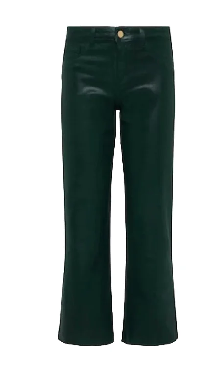 Quick Sale Wanda High Rise Crop Wide Leg Pant In Forest Green Coated