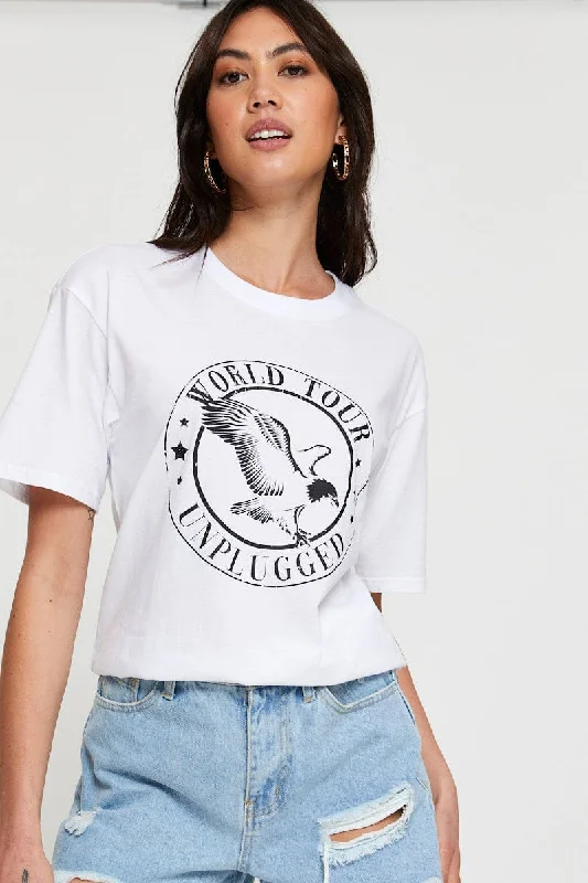 Price Slash White Graphic T Shirt Short Sleeve