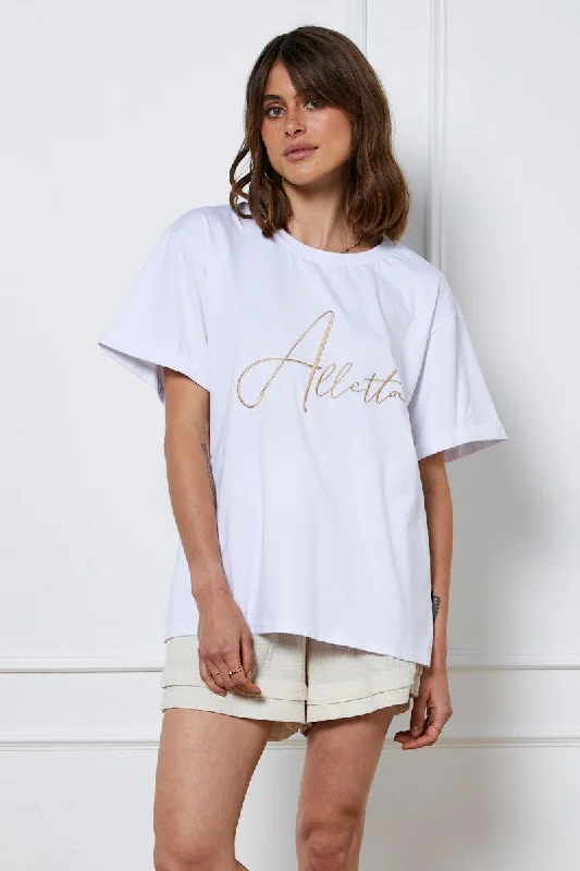 Take Advantage White Graphic T Shirt Short Sleeve Oversized Crew Neck