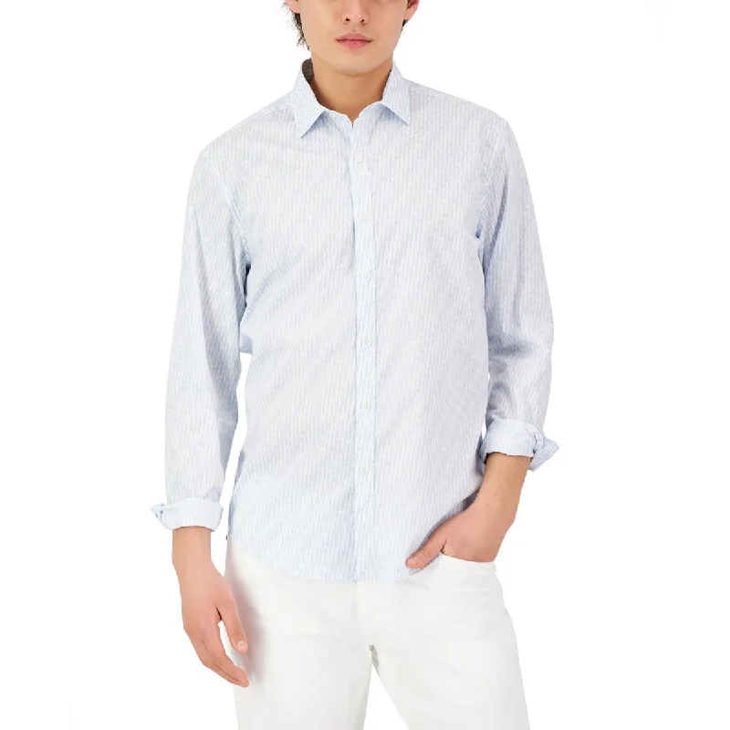 Hurry In Alfani Mens Printed Office Button-Down Shirt
