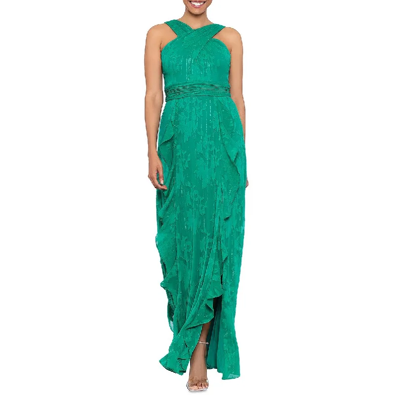 Special Price Aqua Womens Chiffon Burnout Evening Dress