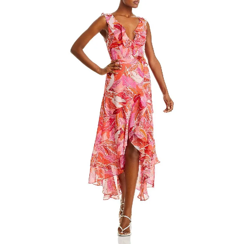 Deep Discounts Aqua Womens Chiffon Printed Wrap Dress