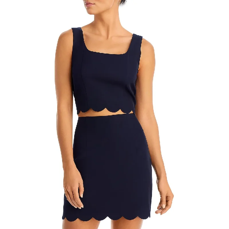 Discount Deals Aqua Womens Scalloped Hem Tank Cropped