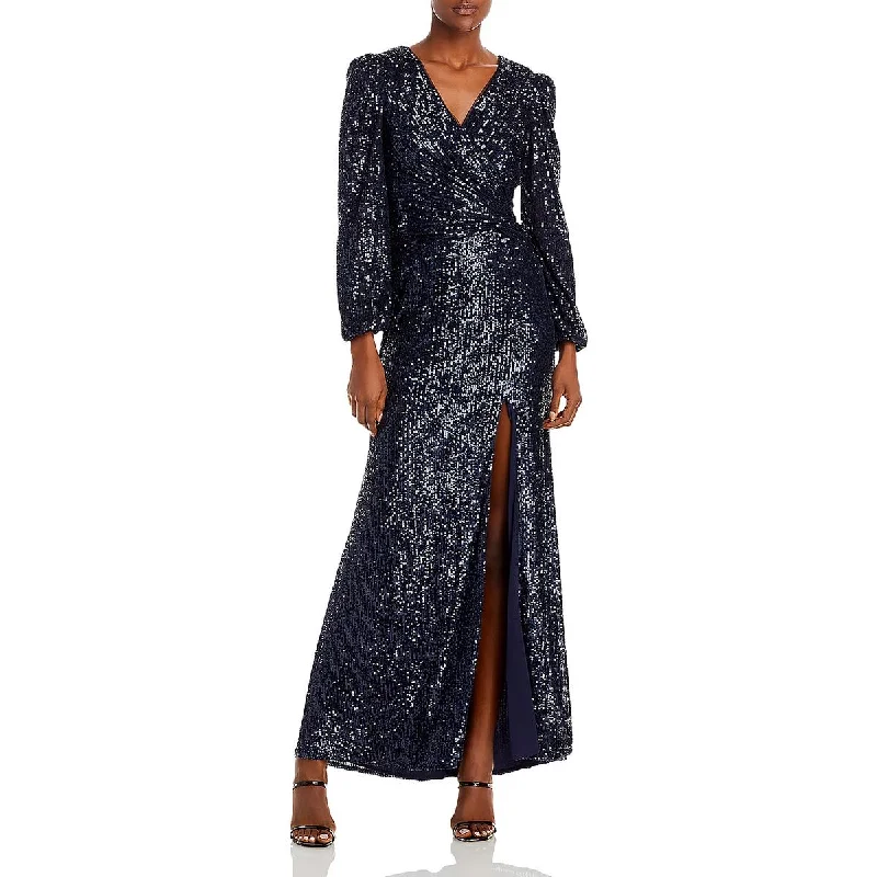 Low Prices Aqua Womens Sequined Long Evening Dress