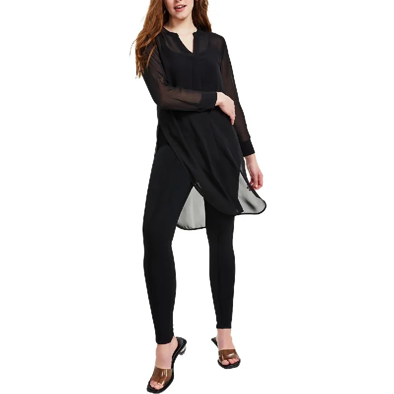 Stock Clearance Bar III Womens Petites Sheer V-Neck Tunic Top