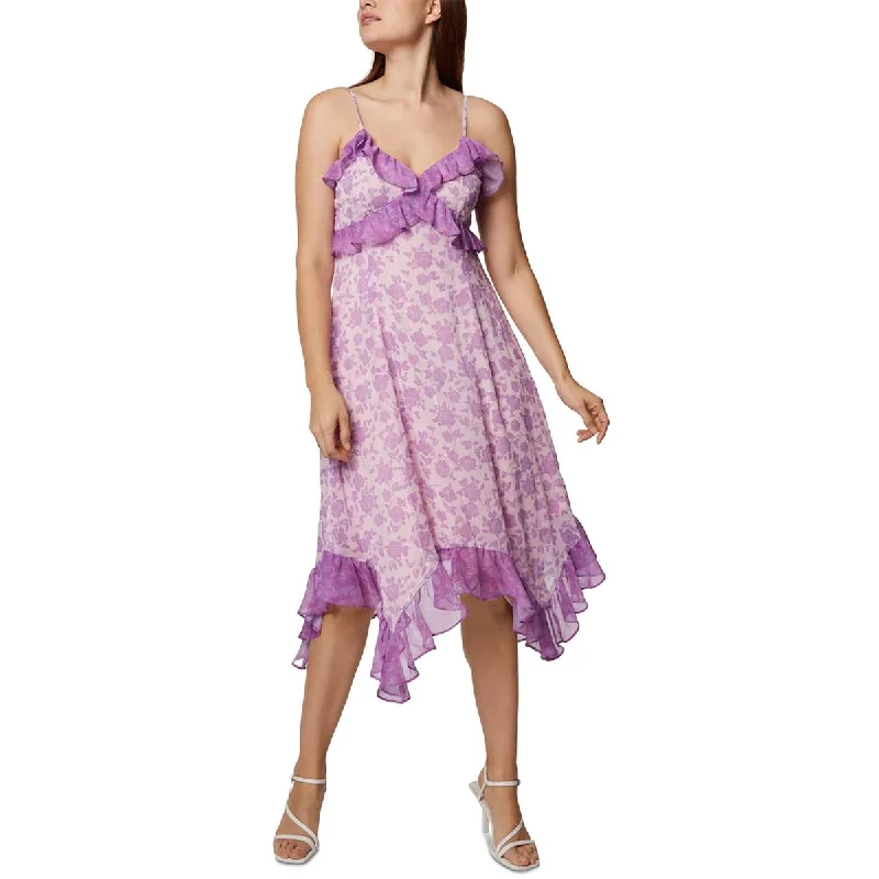 Get It Before It’s Gone BCBGeneration Womens Floral Print Ruffled Midi Dress