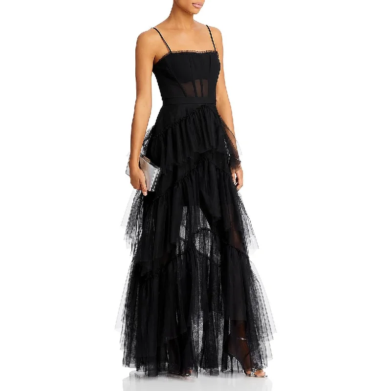 YEAR-End Sale BCBGMAXAZRIA Womens Tiered Illusion Evening Dress