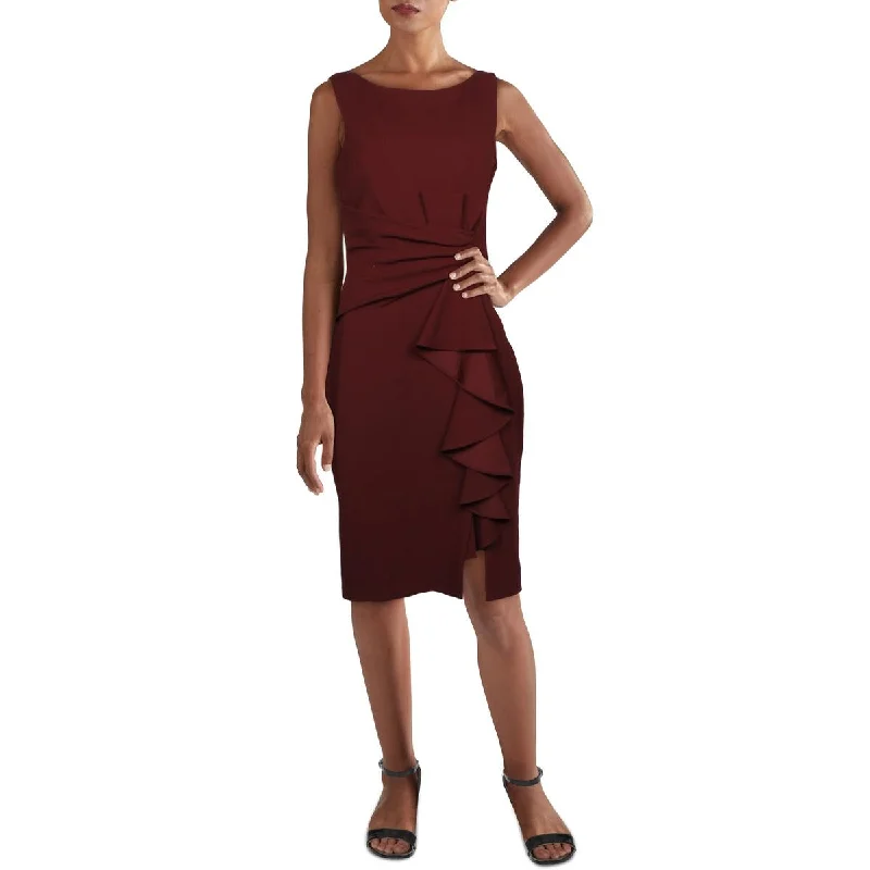 Take Advantage Betsy & Adam Womens Cascade Ruffle Party Sheath Dress