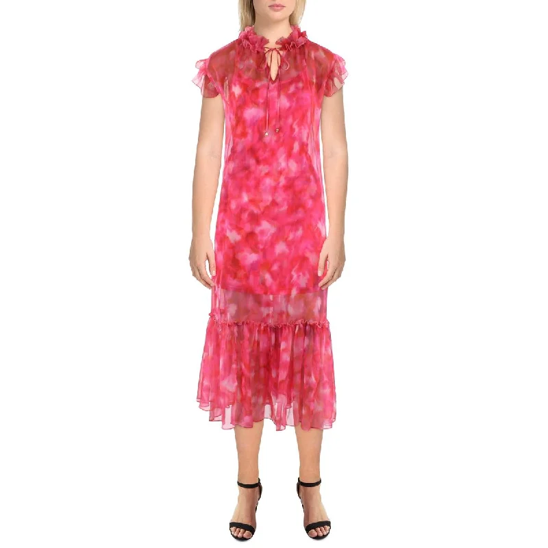 Markdown Madness Beulah Womens Semi-Formal Sheer Midi Dress