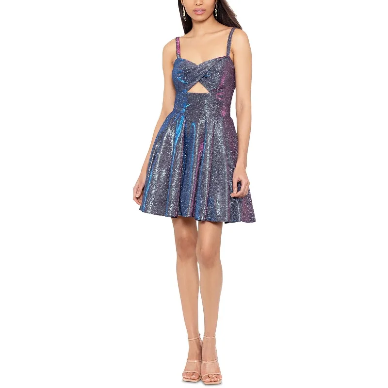 Sale Event Blondie Nites Womens Juniors Metallic Fit & Flare Dress