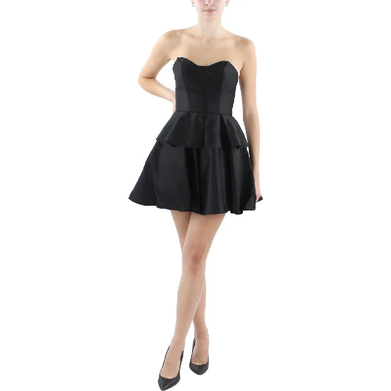 Price Drop Blondie Nites Womens Juniors Ruffled  Fit & Flare Dress