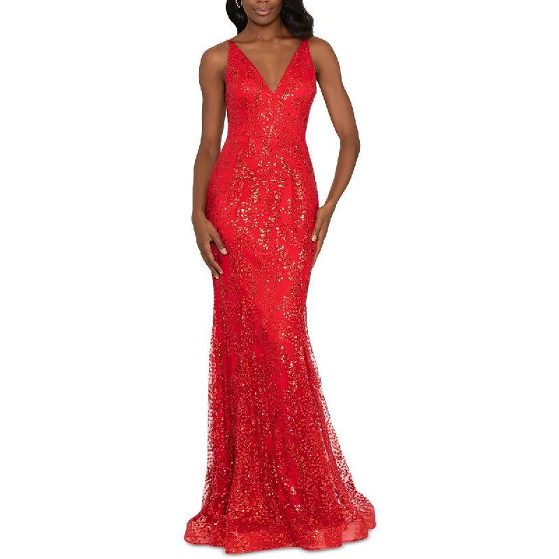 Hot Deal Blondie Nites Womens Juniors Sequined Glitter Evening Dress