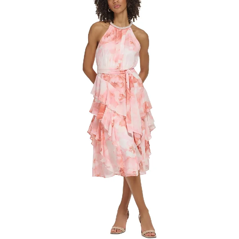 Warehouse Sale Calvin Klein Womens Floral Midi Halter Dress