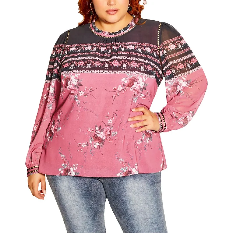 Low Prices City Chic Womens Adele Colorblock Polyester Blouse