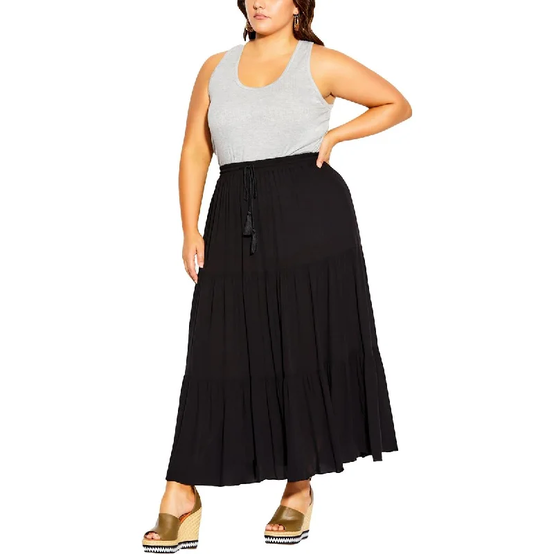 Weekend Deal City Chic Womens Juniors Paradise Tiered Knit Maxi Skirt