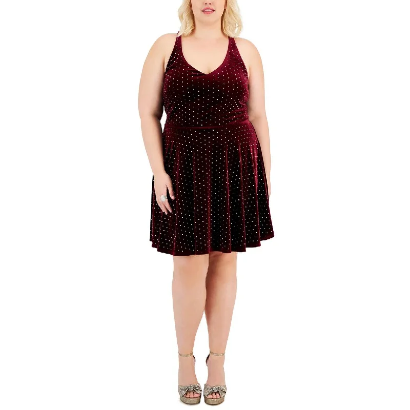 Daily Deals City Studio Womens Plus   Velvet Knee Length Cocktail And Party Dress