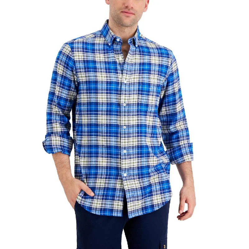 Price Drop Club Room Mens Buffalo Flannel Cotton Button-Down Shirt