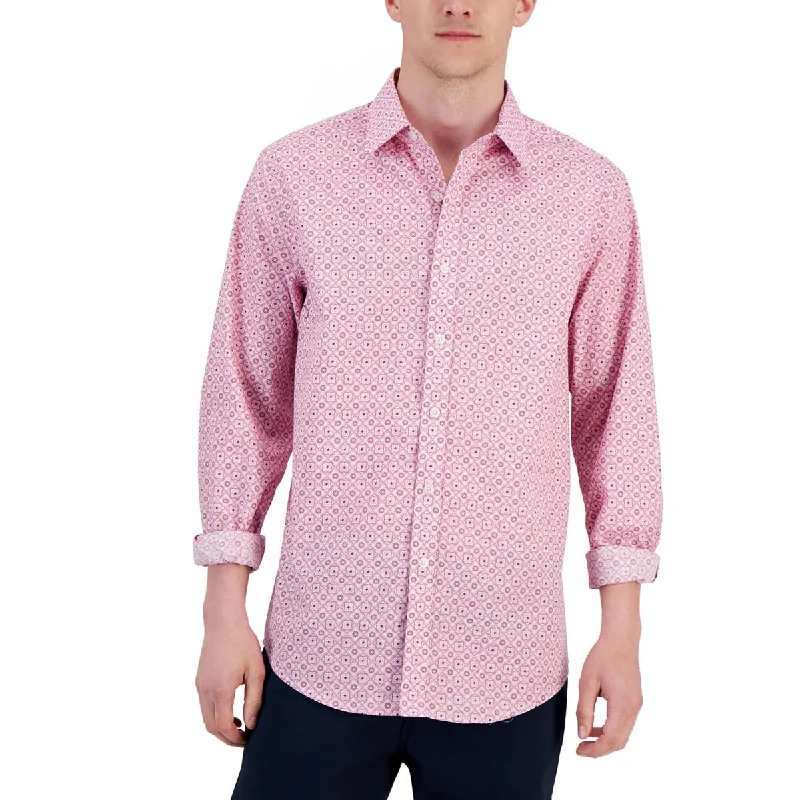 Markdowns Club Room Mens Collar Printed Button-Down Shirt