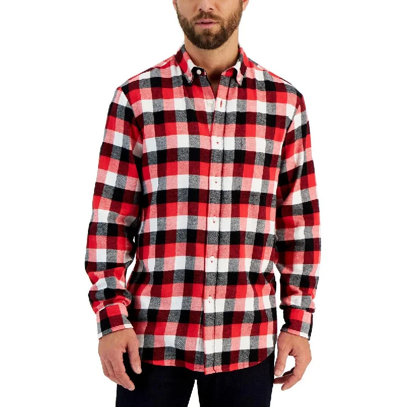 Price Reduction Club Room Mens Flannel Cotton Button-Down Shirt