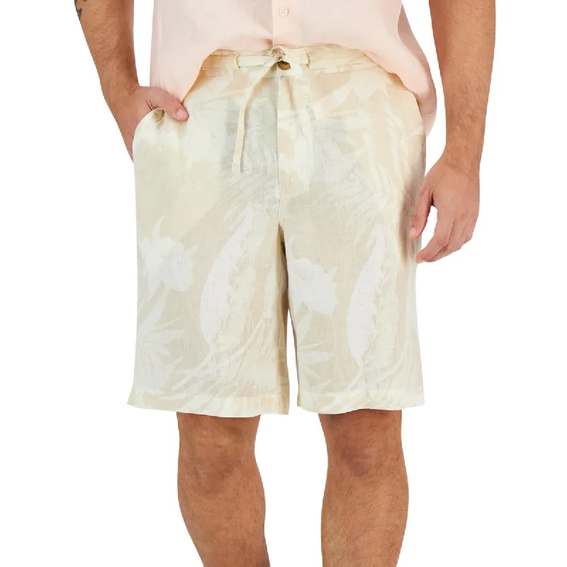 One-DAY Sale Club Room Mens Linen Floral Casual Shorts