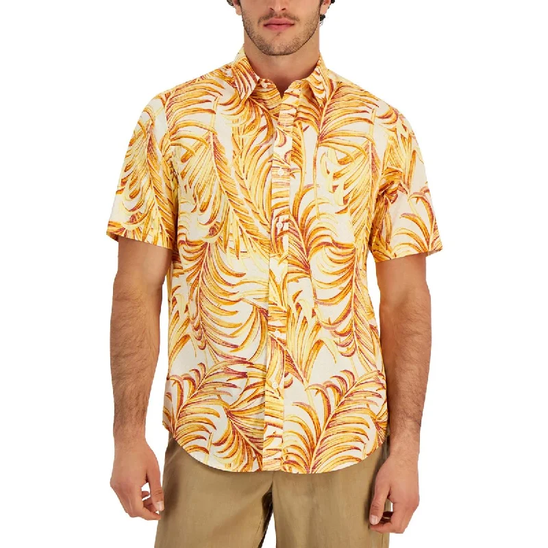 Price Reduction Club Room Mens Printed Cotton Button-Down Shirt