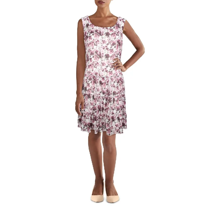 Fantastic Offers Connected Apparel Womens Petites Chiffon Tiered Fit & Flare Dress