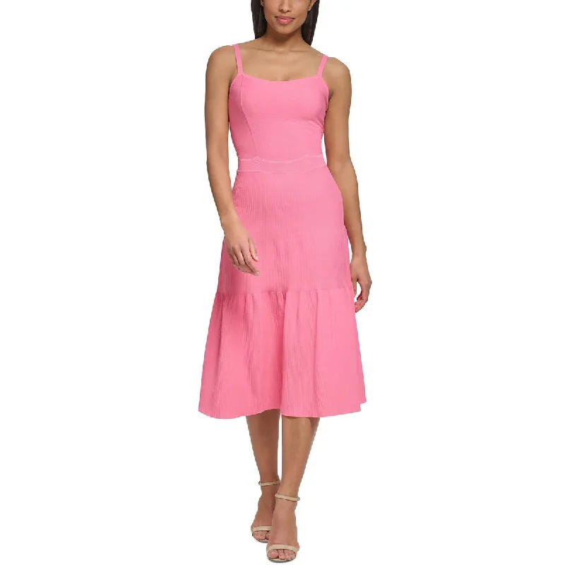 Online Only Donna Karan Womens Ribbed Rayon Maxi Dress