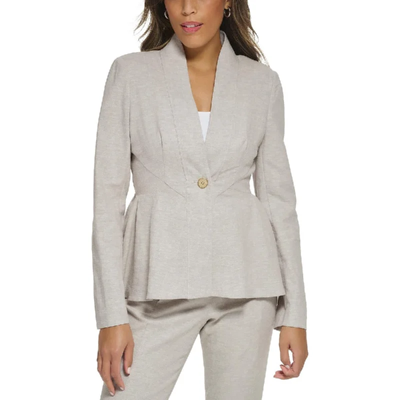Best Seller Donna Karan Womens Spring Fling Peplum Linen One-Button Blazer